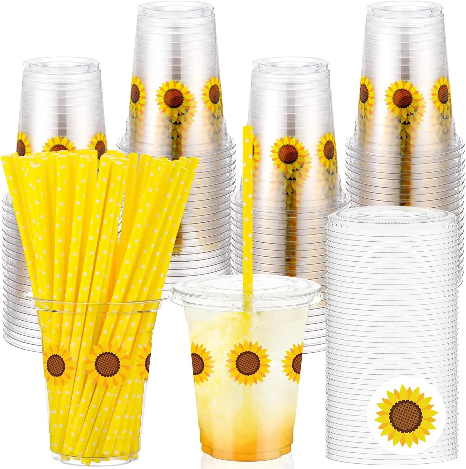100 Set Fall Sunflower Disposable Plastic Cups with Lids and Straws 12 oz Sunflower Plastic Party Cups Transparent Cold
100 Set Fall Sunflower Disposable Plastic Cups with Lids and Straws 12 oz Sunflower Plastic Party Cups Transparent Cold