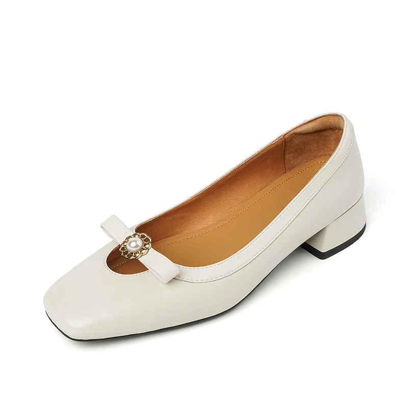 Fashion Genuine Leather Slip Ons 3cm Chunky Heel Square Toe Bead Metal Bow Black Beige Women Trendy
Fashion Genuine Leather Slip Ons 3cm Chunky Heel Square Toe Bead Metal Bow Black Beige Women Trendy