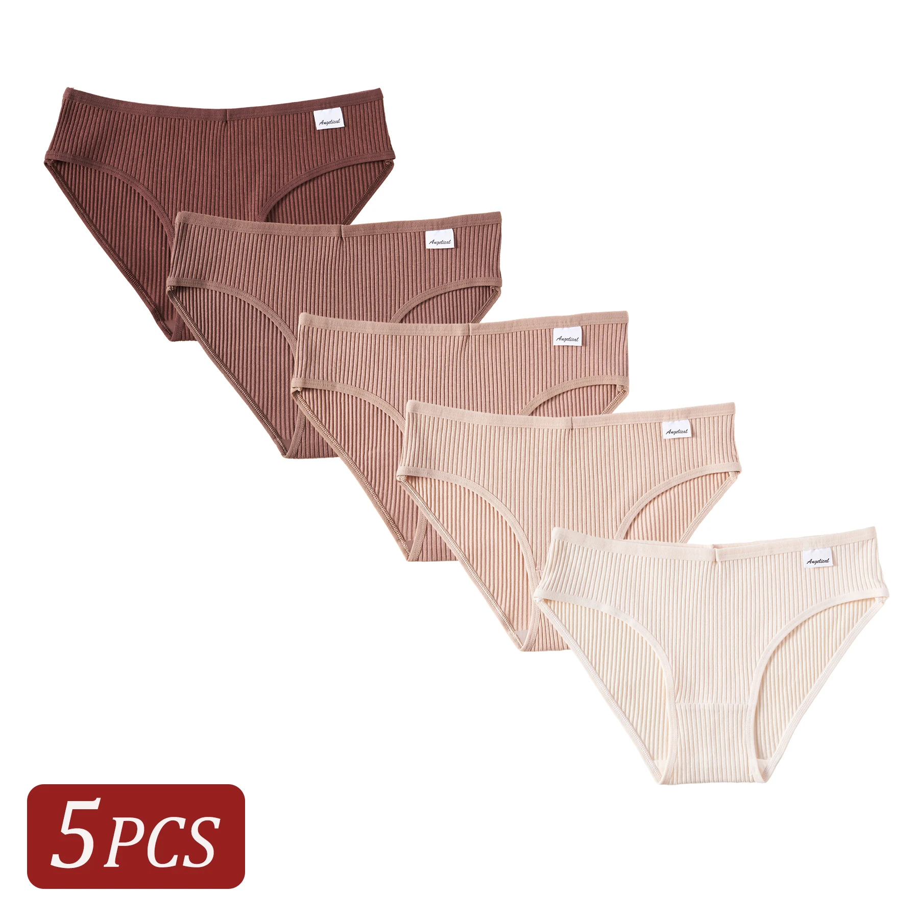 5PCS Fashion Maillard Colored Women's Underwear Solid Color Striped Cotton Comfortable Panties Soft Breathable Briefs Lingerie
5PCS Fashion Maillard Colored Women's Underwear Solid Color Striped Cotton Comfortable Panties Soft Breathable Briefs Lingerie