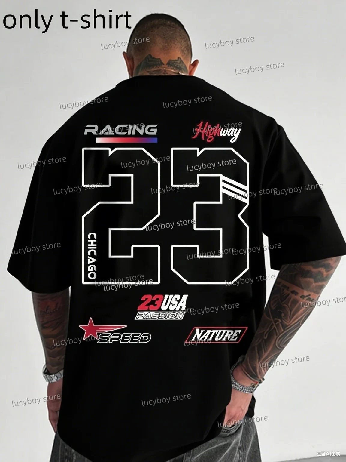 2025 Summer Men Sports Comfortable Men's T-Shirt Usa 23 Racing Print Short-Sleeved Top Daily Street Men T-Shirt 
2025 Summer Men Sports Comfortable Men's T-Shirt Usa 23 Racing Print Short-Sleeved Top Daily Street Men T-Shirt