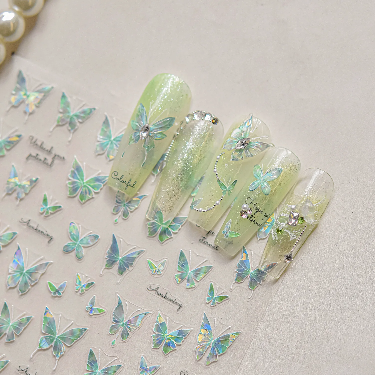5D Anmial Butterfly Sparkling Delicate Adhesive Nail Art Sticker Colourful Dreamy Metal Shell Light Manicure Decal Nail Supplies
5D Anmial Butterfly Sparkling Delicate Adhesive Nail Art Sticker Colourful Dreamy Metal Shell Light Manicure Decal Nail Supplies