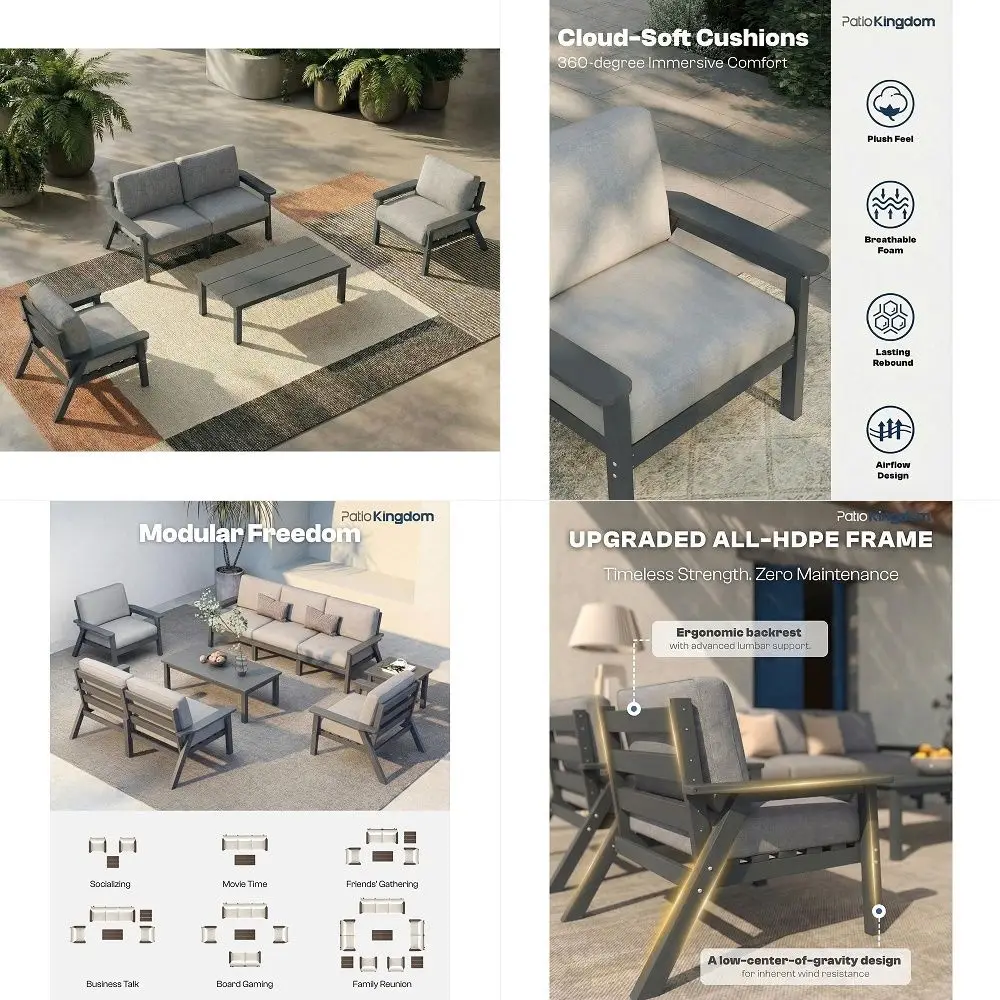 5 Piece Patio Furniture Set, Outdoor Sectional Furniture with Grey Washable Thick Cushions amp Coffee Table, Patio Conversation
5 Piece Patio Furniture Set, Outdoor Sectional Furniture with Grey Washable Thick Cushions amp Coffee Table, Patio Conversation