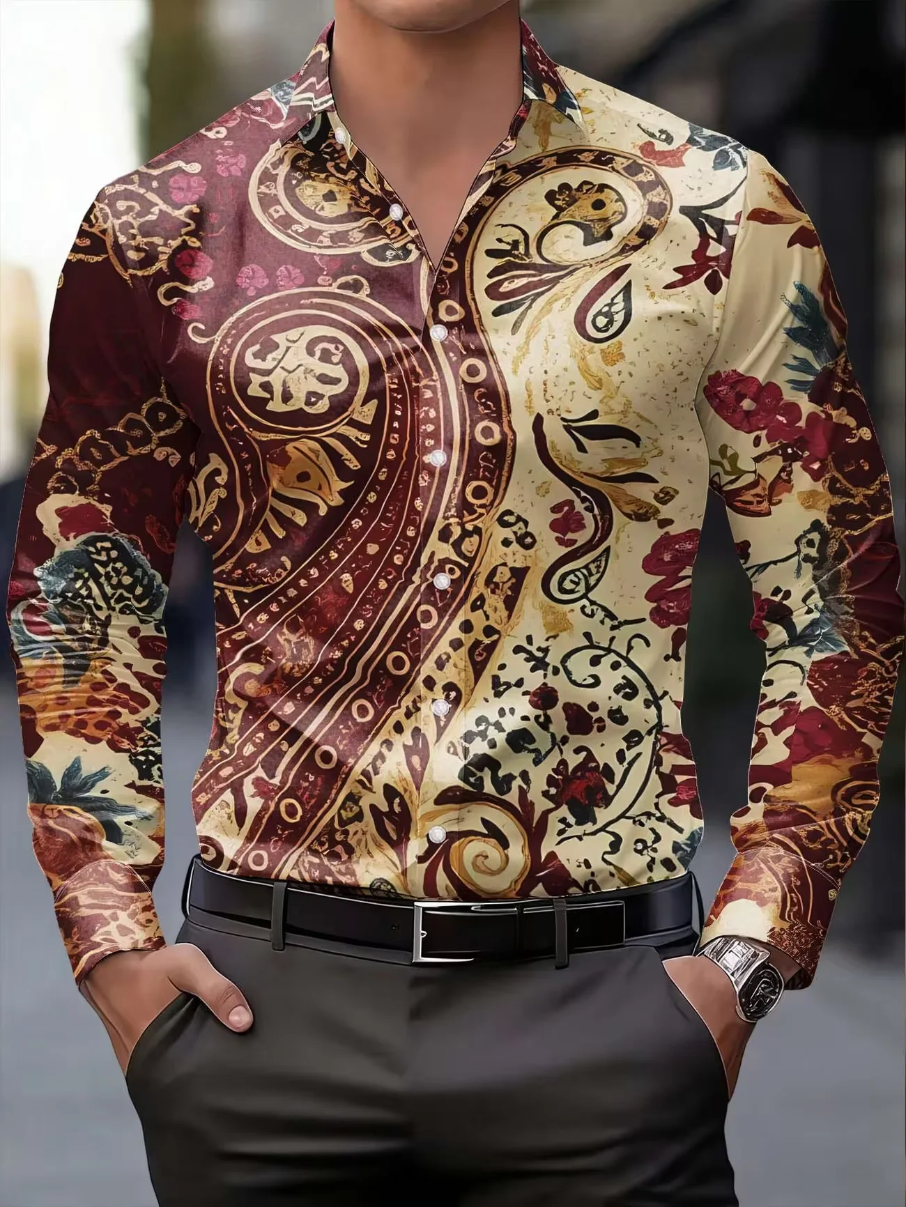 New black background hot stamping retro floral print men's long sleeved shirt, light luxury palace style casual shirt
New black background hot stamping retro floral print men's long sleeved shirt, light luxury palace style casual shirt