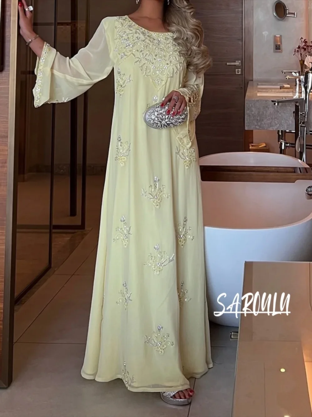 Delicate Chiffon Kaftan Evening Dress Customized A Line Sequined Crystals Formal Banquet Arabic Prom Gown Vintage Women Robe
Delicate Chiffon Kaftan Evening Dress Customized A Line Sequined Crystals Formal Banquet Arabic Prom Gown Vintage Women Robe