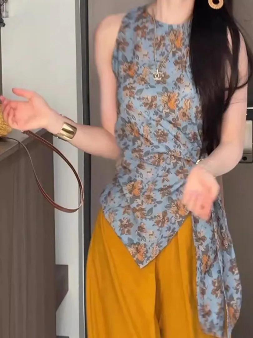 Slim Fit round Ne Printed Svel Vest Women's Faionable Summer New Sle Belted Asymmetrical Top Korean Sle Thin
Slim Fit round Ne Printed Svel Vest Women's Faionable Summer New Sle Belted Asymmetrical Top Korean Sle Thin