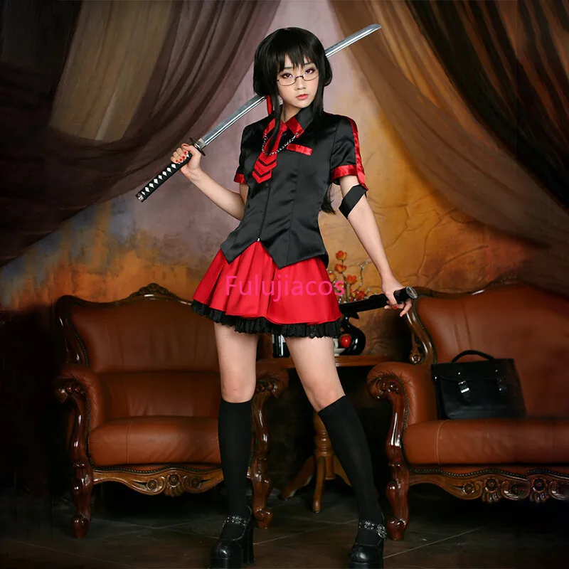 Fulujiacos Hot Anime Saya Cosplay Costume Black Shirt+Red Short Skirt Sexy Uniform
Fulujiacos Hot Anime Saya Cosplay Costume Black Shirt+Red Short Skirt Sexy Uniform