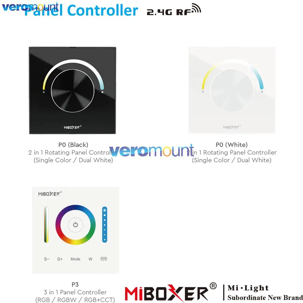 MiBoxer P3 3 in 1 RGB RGBW RGBCCT P0 P0-B 2 in 1 Single Color CCT Rotate / Touch Panel Controller LED Dimmer for DC12-24V Strip
MiBoxer P3 3 in 1 RGB RGBW RGBCCT P0 P0-B 2 in 1 Single Color CCT Rotate / Touch Panel Controller LED Dimmer for DC12-24V Strip