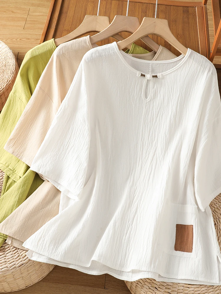 New Chinese Style Short Sleeve Women's Top Large Size Retro Button Zen Tea Clothing T-shirt Small Shirt Trendy Casual Wear
New Chinese Style Short Sleeve Women's Top Large Size Retro Button Zen Tea Clothing T-shirt Small Shirt Trendy Casual Wear