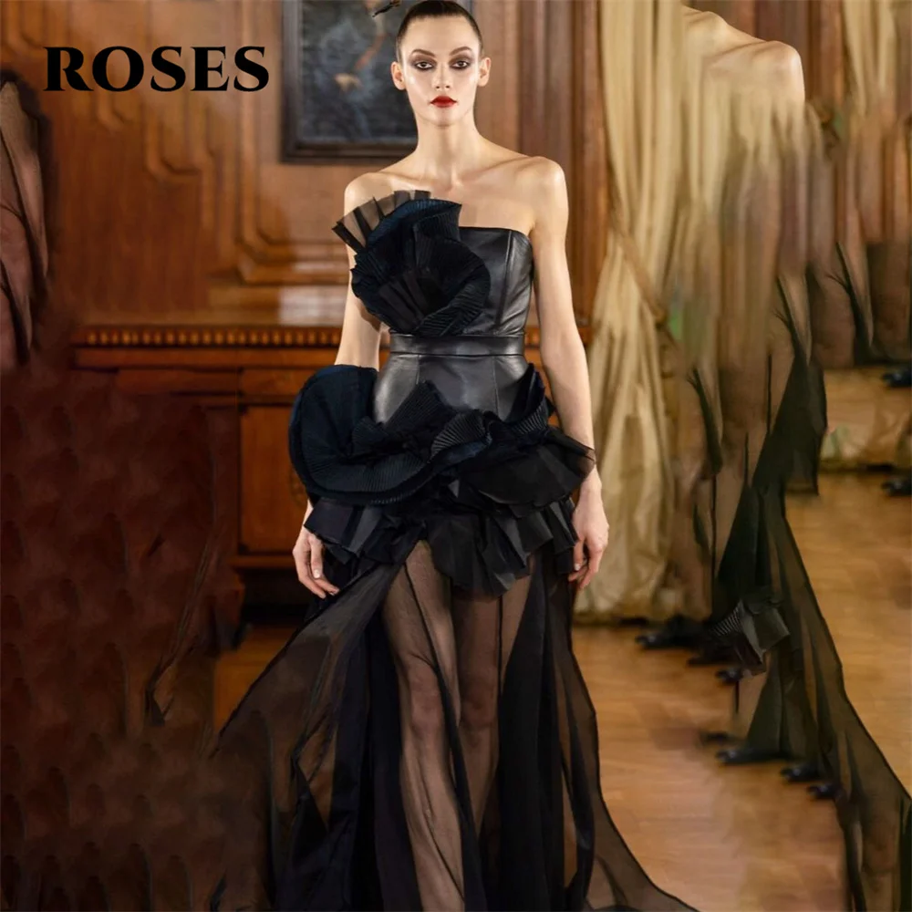 ROSES Black Strapless Long Party Dress 3D Flowers Mermaid Night Dresses Tull Organza Celebrity Evening Dresses Customized
ROSES Black Strapless Long Party Dress 3D Flowers Mermaid Night Dresses Tull Organza Celebrity Evening Dresses Customized
