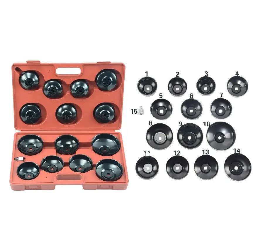 TBTOOLS 15pc Oil Filter Wrench Set Cup Type Car Van Socket Set Loosen Tighten Cup Removal Garage Tool Kit Automotive Tools TB329
TBTOOLS 15pc Oil Filter Wrench Set Cup Type Car Van Socket Set Loosen Tighten Cup Removal Garage Tool Kit Automotive Tools TB329