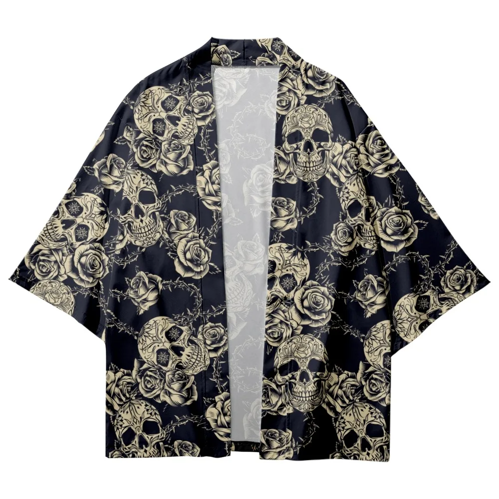 Floral skull Print Tops Harajuku Haori Yukata Chinoiserie Fashion Japanese Kimono Streetwear Men's Ladies Cardigan
Floral skull Print Tops Harajuku Haori Yukata Chinoiserie Fashion Japanese Kimono Streetwear Men's Ladies Cardigan