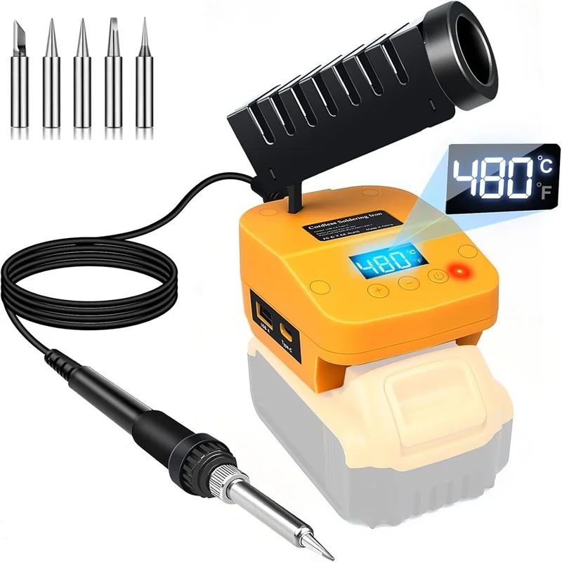 Portable Electric Fast Heating Up Soldering Iron with USB&Type C for Dewalt 20V Li-ion Battery Cordless Soldering Iron Station
Portable Electric Fast Heating Up Soldering Iron with USB&Type C for Dewalt 20V Li-ion Battery Cordless Soldering Iron Station