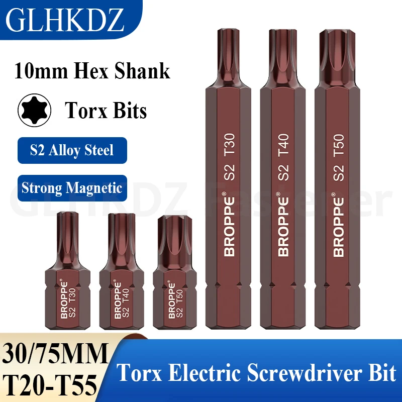 30/75mm Torx Screwdriver Bit Electric Screwdriver Bit Set Hex Shank Magnetic Driver Bit Electric Wrench Power Tool Bits T20-T55
30/75mm Torx Screwdriver Bit Electric Screwdriver Bit Set Hex Shank Magnetic Driver Bit Electric Wrench Power Tool Bits T20-T55