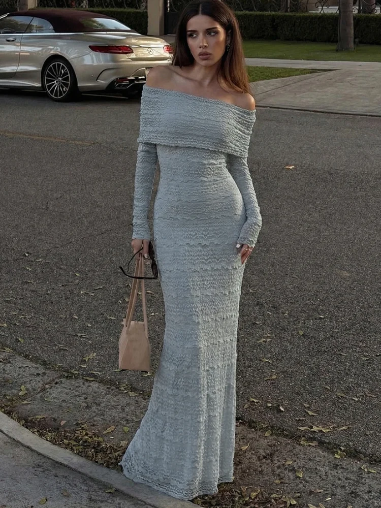 Sexy Lady Solid Textured Maxi Dress Bodycon Ruched Slit Off Shoulder Long Sleeve Dress 2026 Women's Beach Vacation Night Gowns
Sexy Lady Solid Textured Maxi Dress Bodycon Ruched Slit Off Shoulder Long Sleeve Dress 2026 Women's Beach Vacation Night Gowns