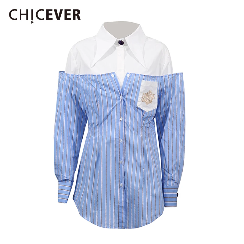 CHICEVER Colorblock Striped Spliced Pocket Women's Shirt Lapel Collar Long Sleeved Button Design Temperament Shirt Female Summer
CHICEVER Colorblock Striped Spliced Pocket Women's Shirt Lapel Collar Long Sleeved Button Design Temperament Shirt Female Summer