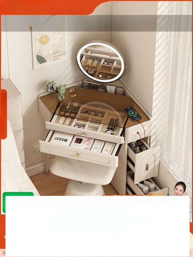 Modern simple small apartment triangular dresser with mirror creative corner rack makeup table corner storage
Modern simple small apartment triangular dresser with mirror creative corner rack makeup table corner storage