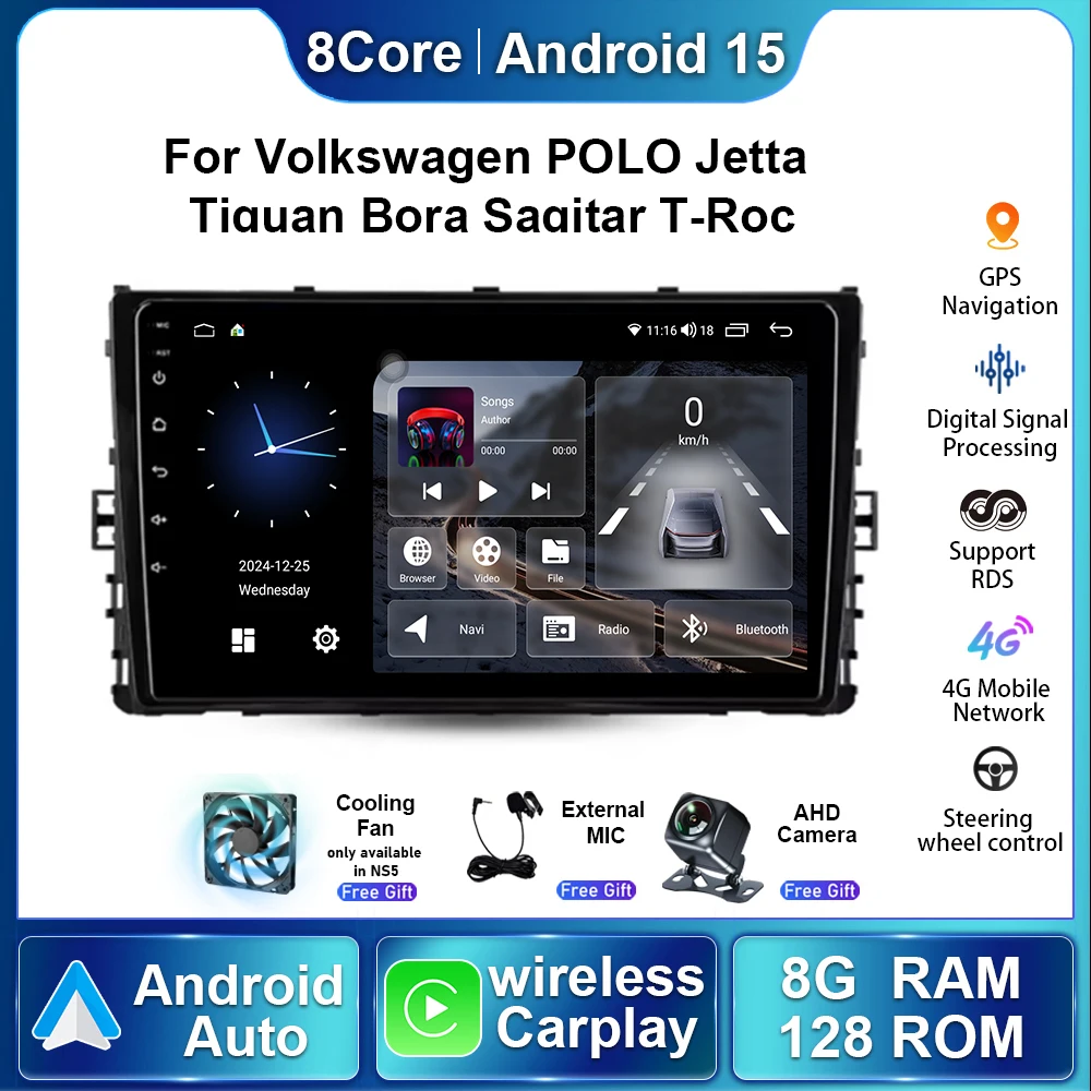 Car Radio Android15 For Volkswagen POLO Jetta Tiauan Bora Sagitar T-Roc Multimedia Players Stereo Wireless Carplay NavigationGPS
Car Radio Android15 For Volkswagen POLO Jetta Tiauan Bora Sagitar T-Roc Multimedia Players Stereo Wireless Carplay NavigationGPS