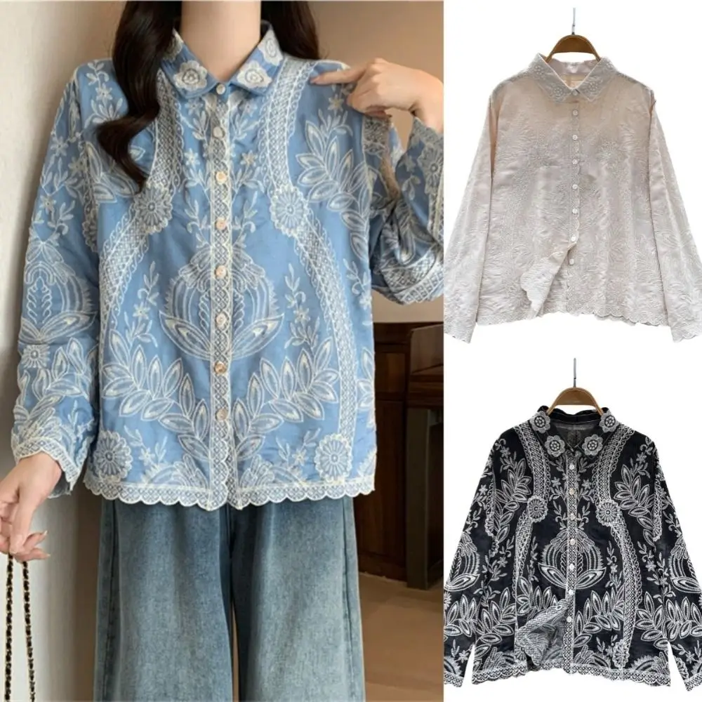Soft Ethnic Style Blouse for Women Sweet Irregular Hem Embroidery Lace Top Lapel Chic Floral Shirts Vacation
Soft Ethnic Style Blouse for Women Sweet Irregular Hem Embroidery Lace Top Lapel Chic Floral Shirts Vacation
