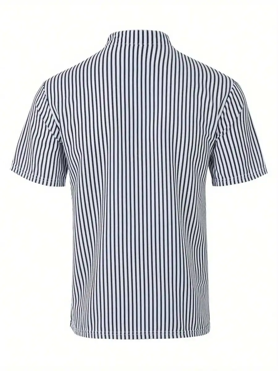 Mens Striped Short Sleeve Casual T-Shirt Breathable Beach Shirt Summer Fashion
Mens Striped Short Sleeve Casual T-Shirt Breathable Beach Shirt Summer Fashion