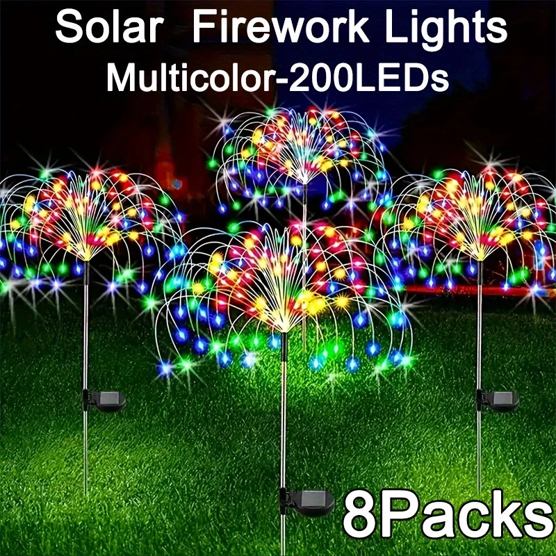 8-Mode Solar Firework Lights with 200 LEDs - Multicolor Outdoor Solar Lights, IP65 High Quality, Durable Plastic & Polished Finish for Garden, Patio, Walkway, Party, Wedding Decor, Photography Backdrops
8-Mode Solar Firework Lights with 200 LEDs - Multicolor Outdoor Solar Lights, IP65 High Quality, Durable Plastic & Polished Finish for Garden, Patio, Walkway, Party, Wedding Decor, Photography Backdrops