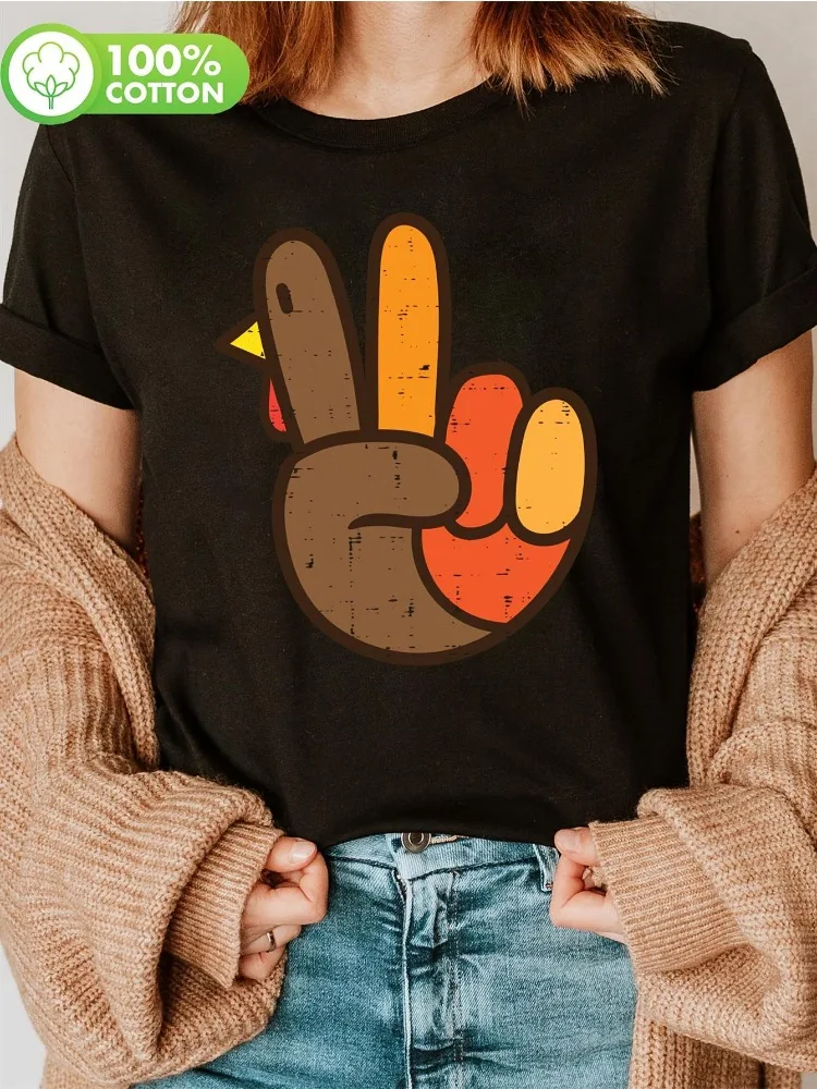 Womens Thanksgiving Hand-Painted Turkey Peace Symbol Short-Sleeve T-Shirt Soft Crew Neck Top Casual Hippie Style All-Season Wear
Womens Thanksgiving Hand-Painted Turkey Peace Symbol Short-Sleeve T-Shirt Soft Crew Neck Top Casual Hippie Style All-Season Wear