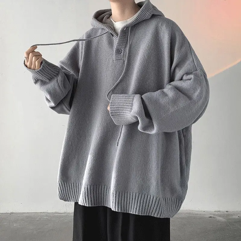 Autumn Winter Men Short Hooded Sweater Casual Fashion Lace-up Button Vintage Knitwear Sweater Male Thick Warm Pullover Sweater
Autumn Winter Men Short Hooded Sweater Casual Fashion Lace-up Button Vintage Knitwear Sweater Male Thick Warm Pullover Sweater