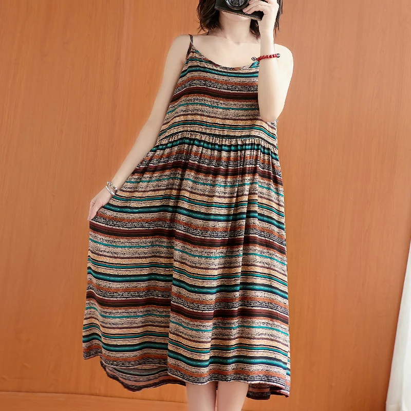 plus Size Women's Strap Dress Summer New Loose Young-looking Stripe Cotton Silk Back Heart Midi Skirt round Neck Sleeveless A...
plus Size Women's Strap Dress Summer New Loose Young-looking Stripe Cotton Silk Back Heart Midi Skirt round Neck Sleeveless A...