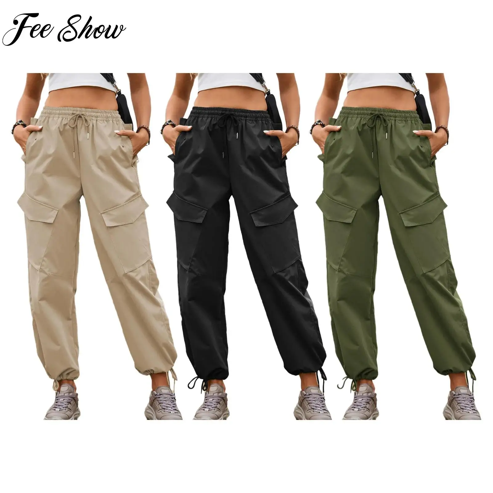 Women Drawstring Elastic Waist Cargo Pants Loose Fit with Pockets for Sports Workout Running Hiking Camping Outdoor Sweatpants
Women Drawstring Elastic Waist Cargo Pants Loose Fit with Pockets for Sports Workout Running Hiking Camping Outdoor Sweatpants