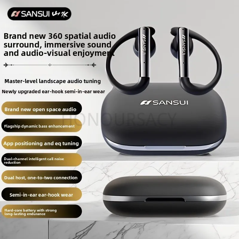 Беспроводные наушники SANSUI Open Ear с Bluetooth 5.4, дизайн с креплением на ухо, защита от пота, для бега, удобная посадка, HD-звук
Беспроводные наушники SANSUI Open Ear с Bluetooth 5.4, дизайн с креплением на ухо, защита от пота, для бега, удобная посадка, HD-звук