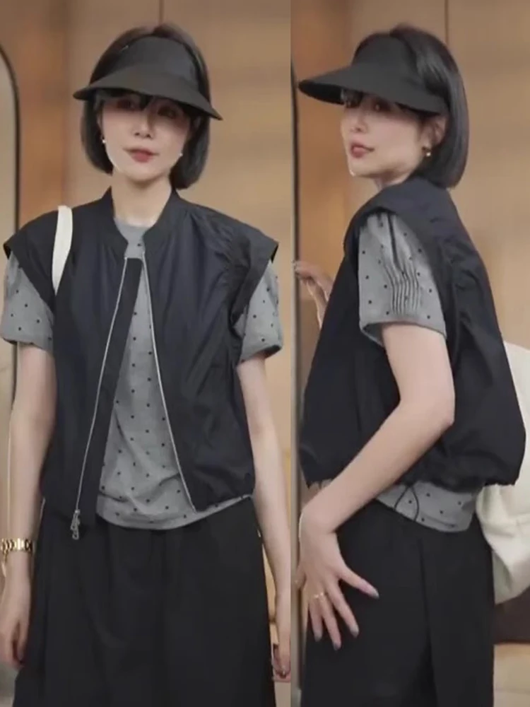 Женский летний жилет Ele Simple: новая модная корейская свободная короткая верхняя одежда, кардиган с защитой от солнца, на молнии, из чистого хлопка
Женский летний жилет Ele Simple: новая модная корейская свободная короткая верхняя одежда, кардиган с защитой от солнца, на молнии, из чистого хлопка