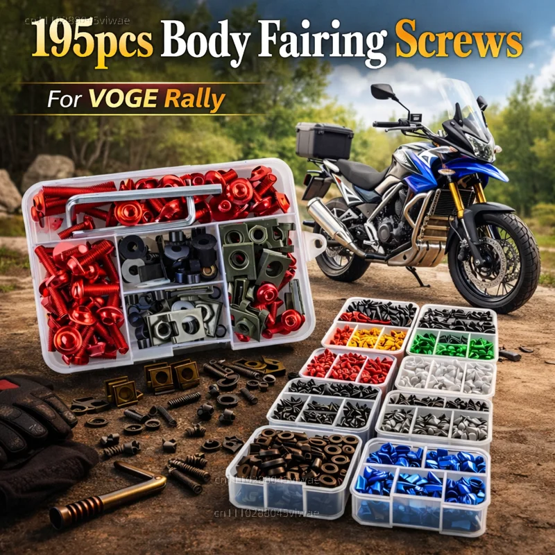 195pcs Motorcycle Fairing Bolts Body Screws Nuts For VOGE DS525X/DS625X DS800X 300RR 500AC DSX 800/300 625/525 Rally Kit CNC Set
195pcs Motorcycle Fairing Bolts Body Screws Nuts For VOGE DS525X/DS625X DS800X 300RR 500AC DSX 800/300 625/525 Rally Kit CNC Set