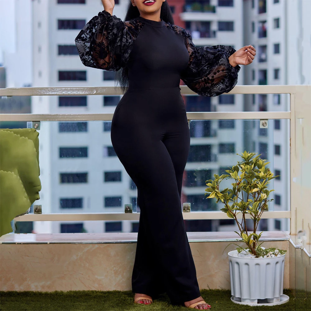 Elegant Black Jumpsuits & Rompers for Women Round Neck Transparent Sleeve Belt Waisted Luxury Birthday Party Dinner Overalls Hot
Elegant Black Jumpsuits & Rompers for Women Round Neck Transparent Sleeve Belt Waisted Luxury Birthday Party Dinner Overalls Hot