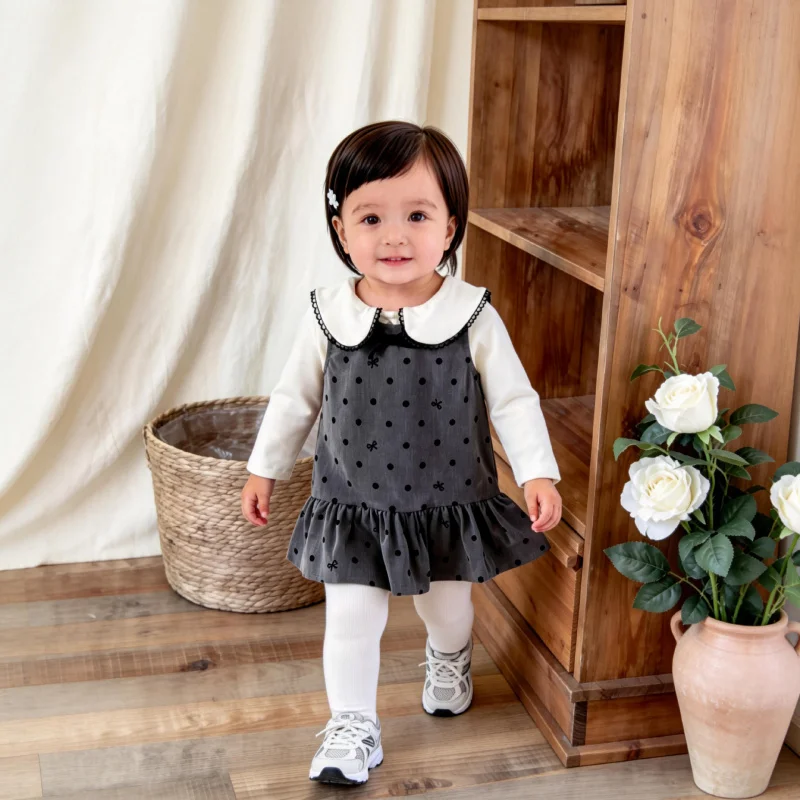 Spring new style baby girl polka dot tank dress, stylish infant bow ruffle dress and top set
Spring new style baby girl polka dot tank dress, stylish infant bow ruffle dress and top set