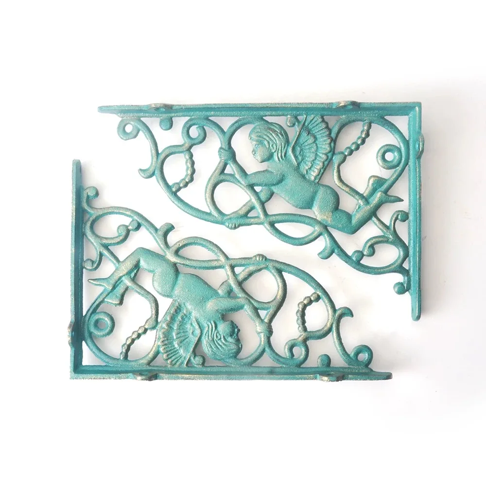 Cast Iron Wall Bracket, Turquoise Vintage Cherub Design, Decorative Shelf Support with Scrollwork, 27x18cm, 2 Piece Set
Cast Iron Wall Bracket, Turquoise Vintage Cherub Design, Decorative Shelf Support with Scrollwork, 27x18cm, 2 Piece Set