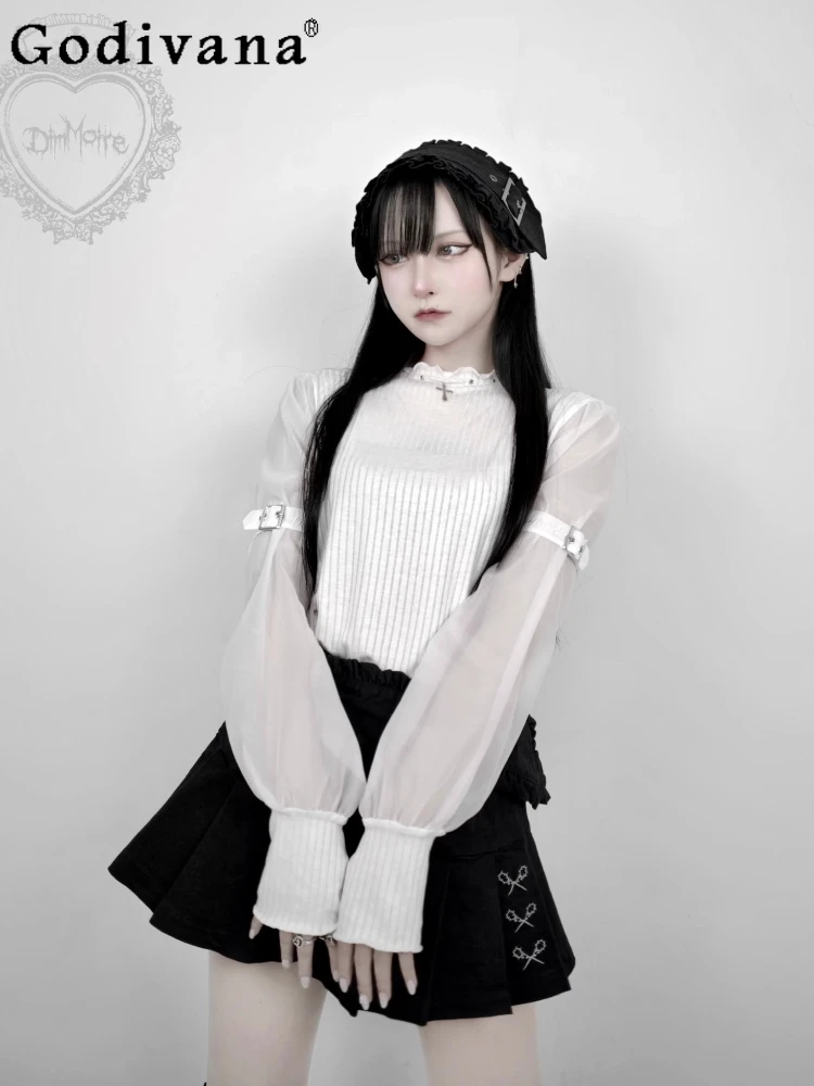 Harajuku Subculture Punk White Bottom Top Women's Lolita Mass-production Mine Cross Sweet Cool Mesh Splicing Bottom T-Shirts
Harajuku Subculture Punk White Bottom Top Women's Lolita Mass-production Mine Cross Sweet Cool Mesh Splicing Bottom T-Shirts