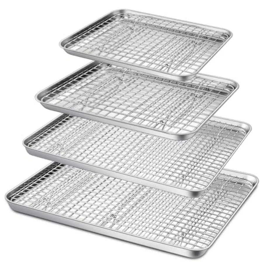 16 + 12.5 + 10.4 + 9 Inch Baking Sheet and Rack Set 8Pcs Stainless Steel Cookie Sheets Oven Baking Trays Cooling Racks for Cook
16 + 12.5 + 10.4 + 9 Inch Baking Sheet and Rack Set 8Pcs Stainless Steel Cookie Sheets Oven Baking Trays Cooling Racks for Cook