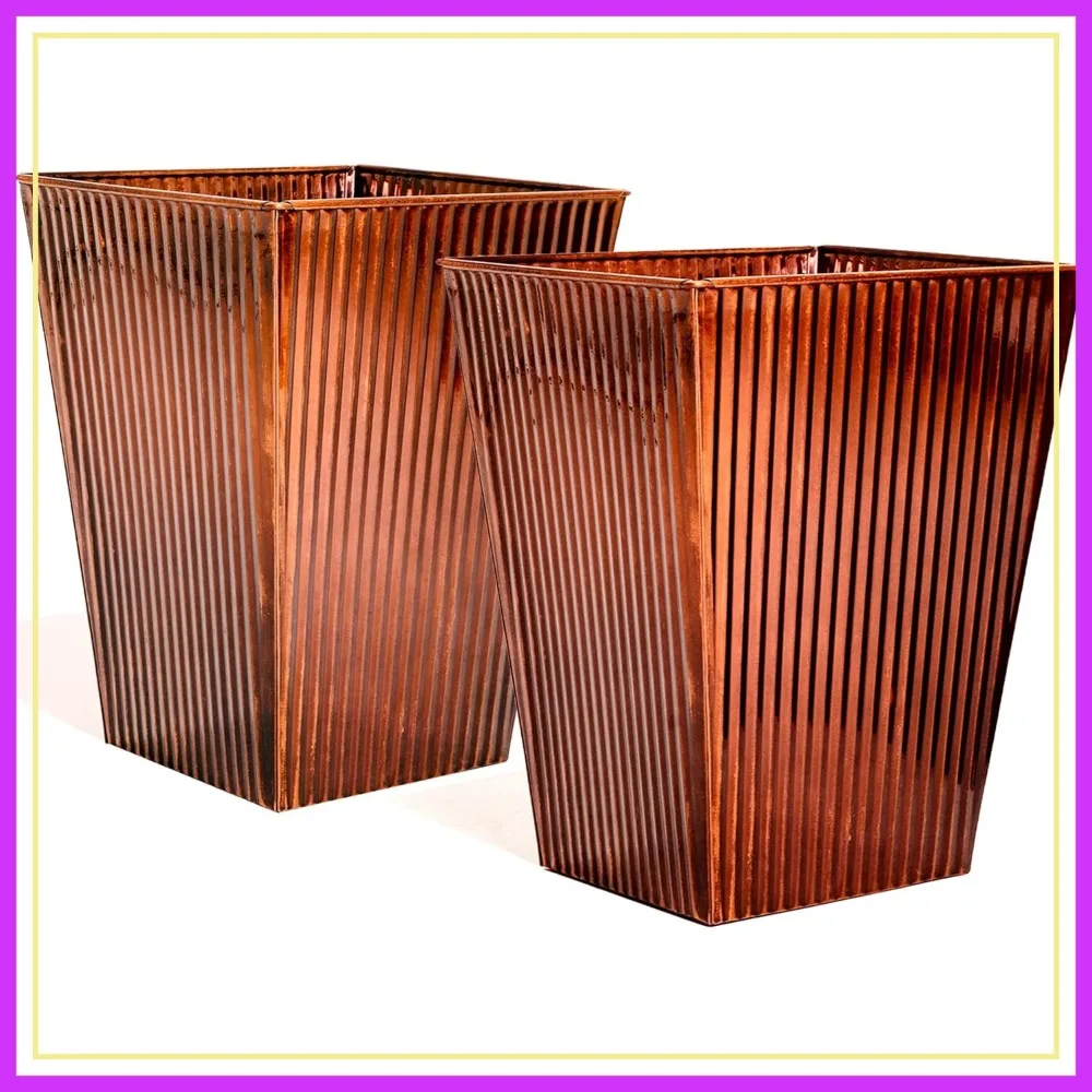 Tall Square Copper Planters Set of 2, 18x13 Inch, Lightweight Metal Flower Pots for Indoor Plants with Drainage
Tall Square Copper Planters Set of 2, 18x13 Inch, Lightweight Metal Flower Pots for Indoor Plants with Drainage