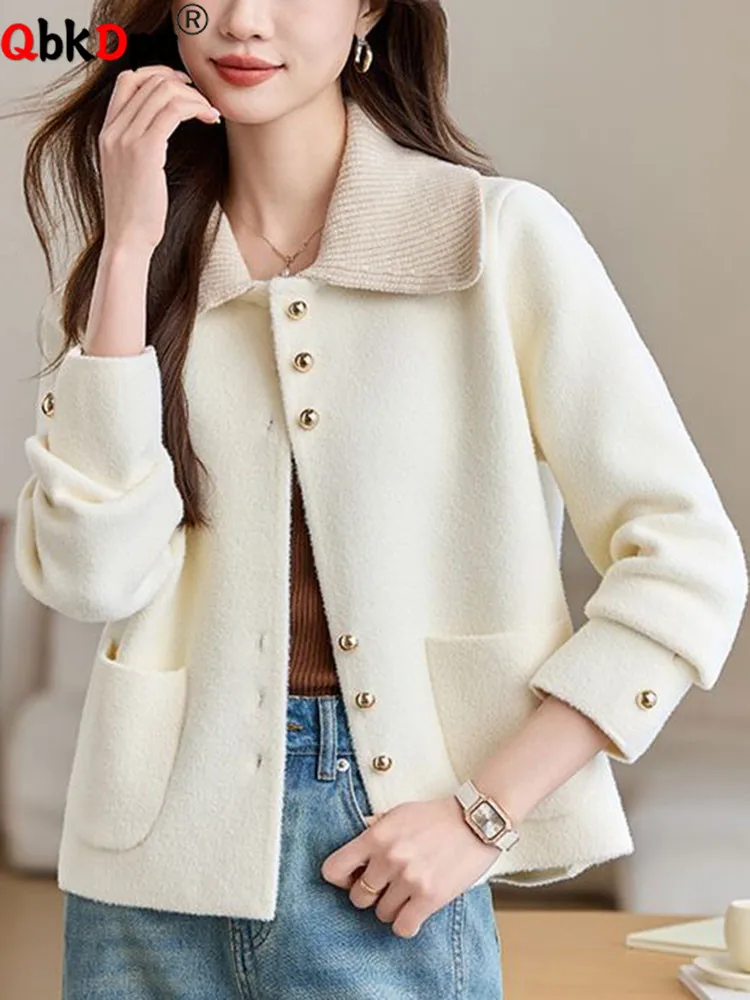 Fall Winter Woolen Outerwears Women Casual Lapel Neck Single Breasted Jackets Korean Fashion Long Sleeve Loose Chaquetas Blusas
Fall Winter Woolen Outerwears Women Casual Lapel Neck Single Breasted Jackets Korean Fashion Long Sleeve Loose Chaquetas Blusas