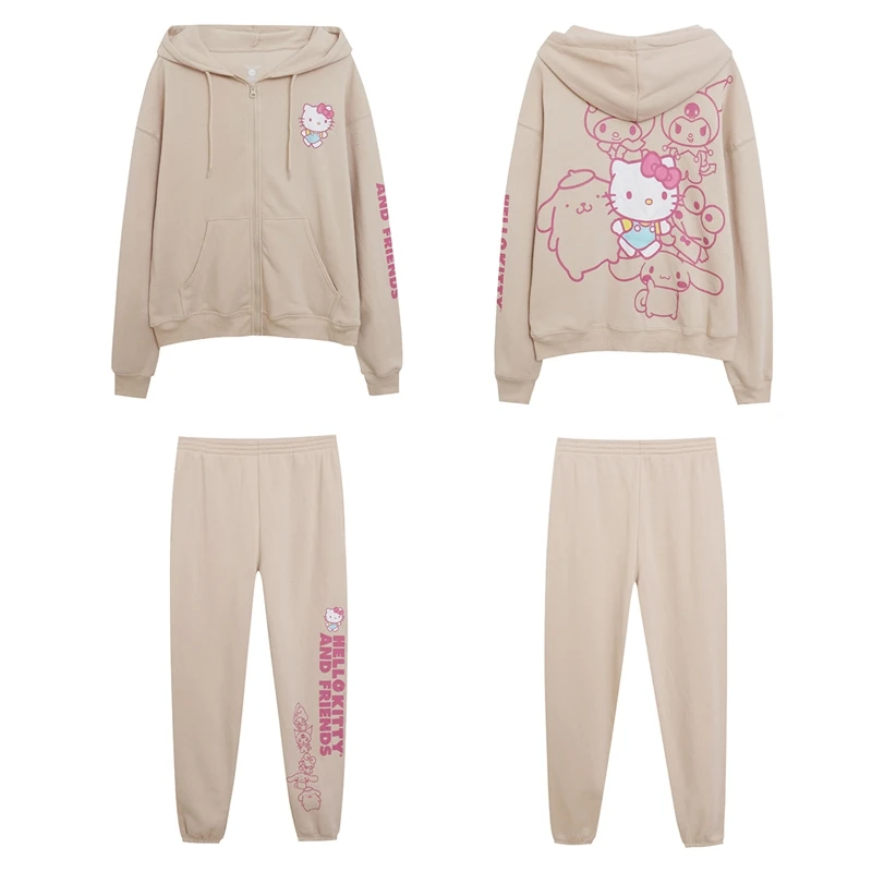 Sweet Cartoon Print Fleece Lined Zipper Top And Bottom Set Women's Loose Fit Hoodie Jacket with Side Pockets Winter Outfit
Sweet Cartoon Print Fleece Lined Zipper Top And Bottom Set Women's Loose Fit Hoodie Jacket with Side Pockets Winter Outfit