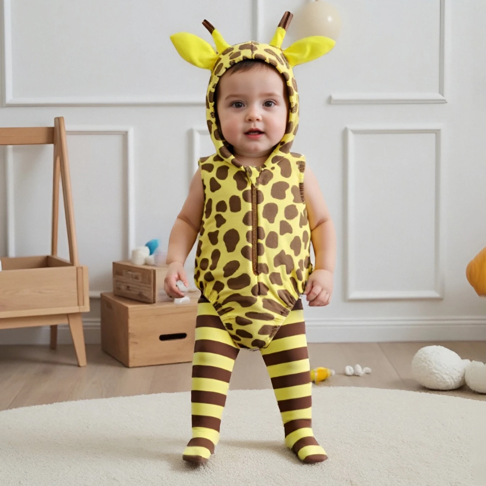 Baby Giraffe Costume Outfit Sleeveless Hooded Romper and Long Socks Set Infant Cute Halloween Cosplay photography Clothes
Baby Giraffe Costume Outfit Sleeveless Hooded Romper and Long Socks Set Infant Cute Halloween Cosplay photography Clothes