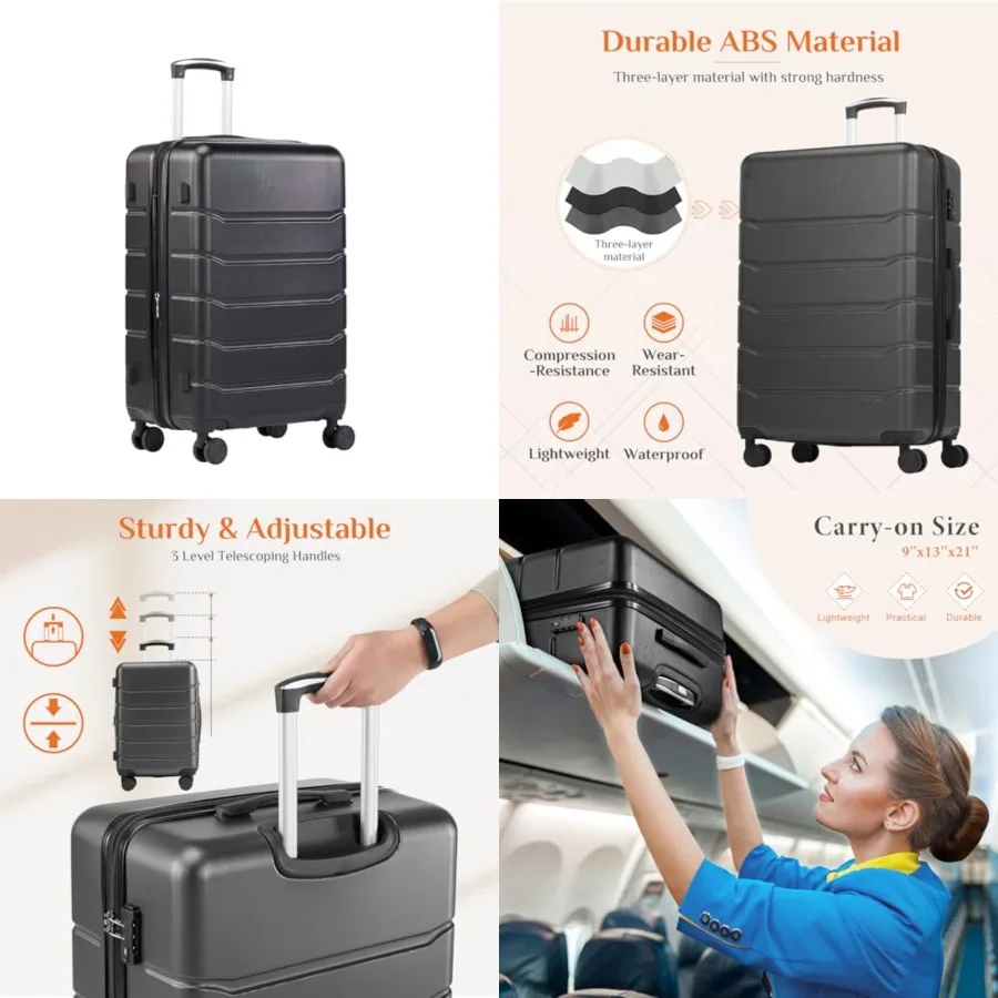 Carry on Luggage, Hard Shell ABS Suitcase with Double Spner Wheels, Lightweight Expandable Rollg Suit Case with TSA Lock
Carry on Luggage, Hard Shell ABS Suitcase with Double Spner Wheels, Lightweight Expandable Rollg Suit Case with TSA Lock