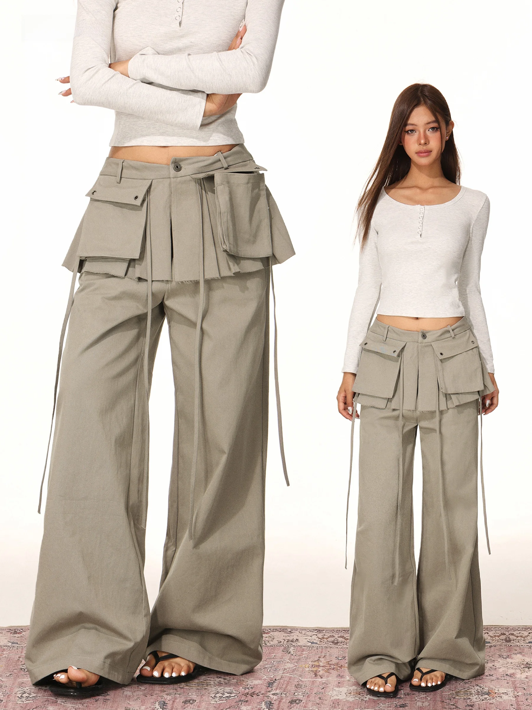 November American Style Hot Girl Fake Two-Piece Wide Leg Pants Loose Casual Grey Green Versatile Women's Spring Autumn Trousers
November American Style Hot Girl Fake Two-Piece Wide Leg Pants Loose Casual Grey Green Versatile Women's Spring Autumn Trousers