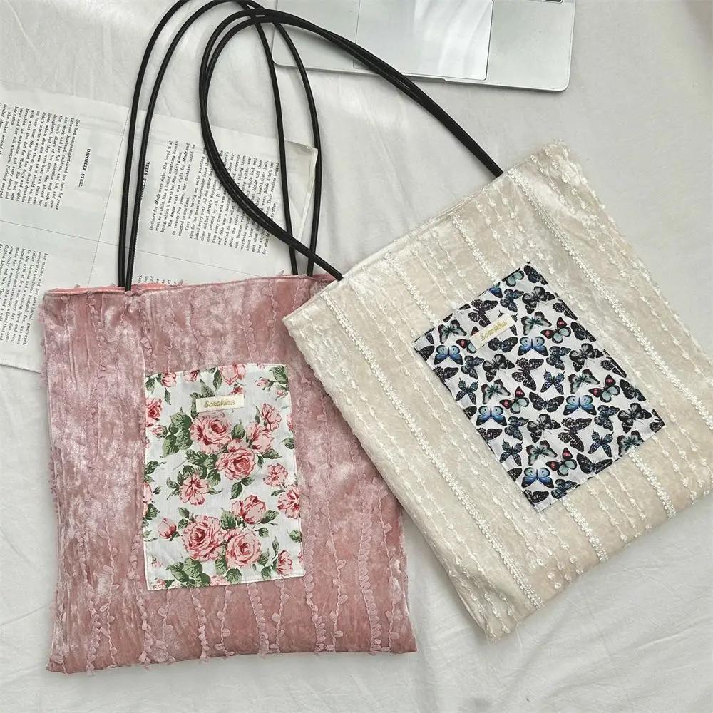 Flower Printing Lace Shoulder Bag Sweet Trendy Women's Velvet Handbag Cute Large Capacity Casual Tote Bags Travel/Outdoor 
Flower Printing Lace Shoulder Bag Sweet Trendy Women's Velvet Handbag Cute Large Capacity Casual Tote Bags Travel/Outdoor