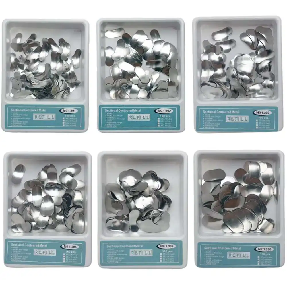 100Pcs Dental Matrix Band Kit Sectional Contoured Matrices for Teeth Restoration Cavity Prep Orthodontic Dentist Forming Tools
100Pcs Dental Matrix Band Kit Sectional Contoured Matrices for Teeth Restoration Cavity Prep Orthodontic Dentist Forming Tools