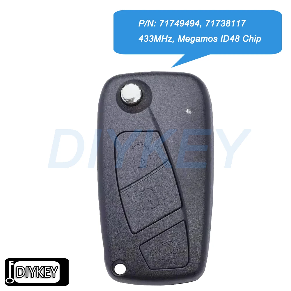 3-кнопочный откидной дистанционный автомобильный брелок с чипом Megamos ID48 433 МГц для Fiat Stilo Punto Linea Ducato Bravo P/N: 71749494, 71738117
3-кнопочный откидной дистанционный автомобильный брелок с чипом Megamos ID48 433 МГц для Fiat Stilo Punto Linea Ducato Bravo P/N: 71749494, 71738117