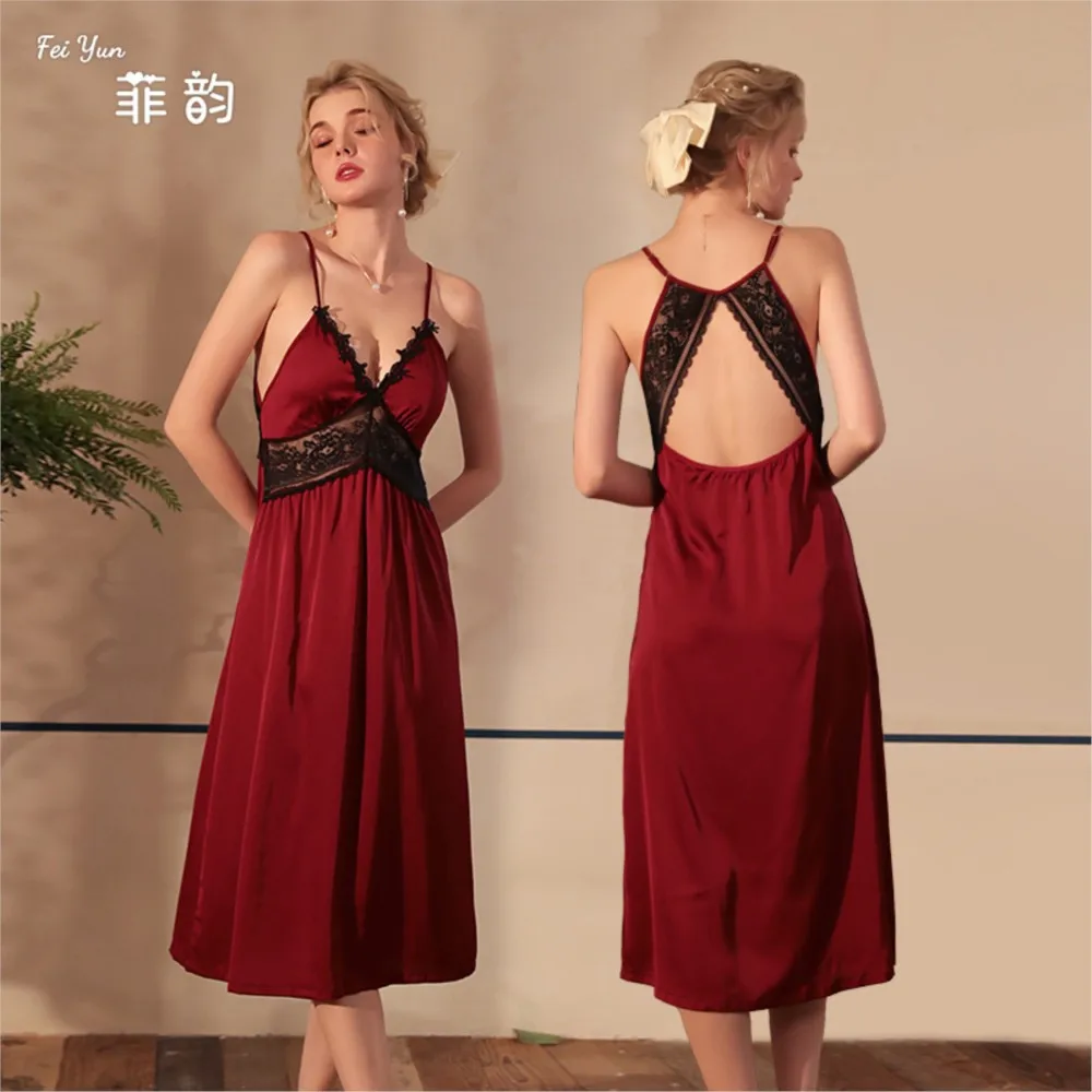 2025 Summer Sexy Ice Silk Satin Suspender Nightgown Long Lace Patchwork Home Outfit Women's Sleepwear Nightgowns Women
2025 Summer Sexy Ice Silk Satin Suspender Nightgown Long Lace Patchwork Home Outfit Women's Sleepwear Nightgowns Women