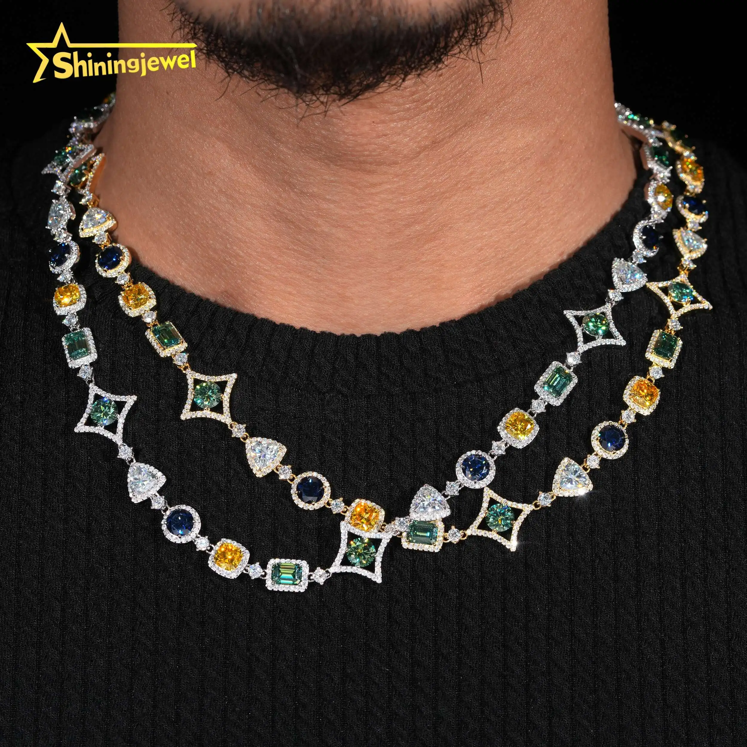 New Model Fancy Shape Fashion Necklace 925 Silver Moissanite Tennis Necklace Mixed Color Nano
New Model Fancy Shape Fashion Necklace 925 Silver Moissanite Tennis Necklace Mixed Color Nano
