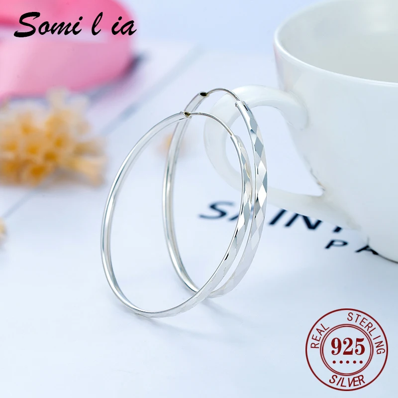 SOMILIA 925 Sterling Silver Women's 30/40/50/60MM Round Big Hoop Earrings Wedding Fashion Jewelry For Women Ladys
SOMILIA 925 Sterling Silver Women's 30/40/50/60MM Round Big Hoop Earrings Wedding Fashion Jewelry For Women Ladys