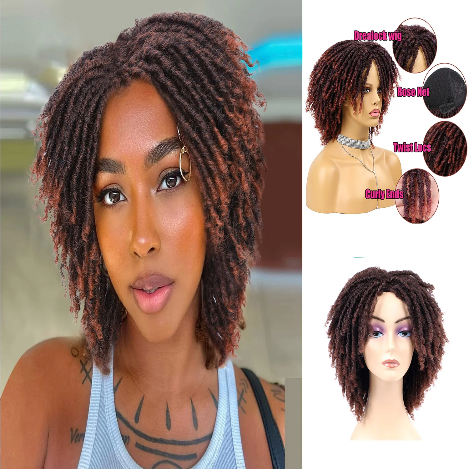 Short Afro Curly Wigs for Black Women Twist Thin Type Dreadlock Hair Wig Heat Resistant Synthetic Ombre Curly Daily Wigs
Short Afro Curly Wigs for Black Women Twist Thin Type Dreadlock Hair Wig Heat Resistant Synthetic Ombre Curly Daily Wigs