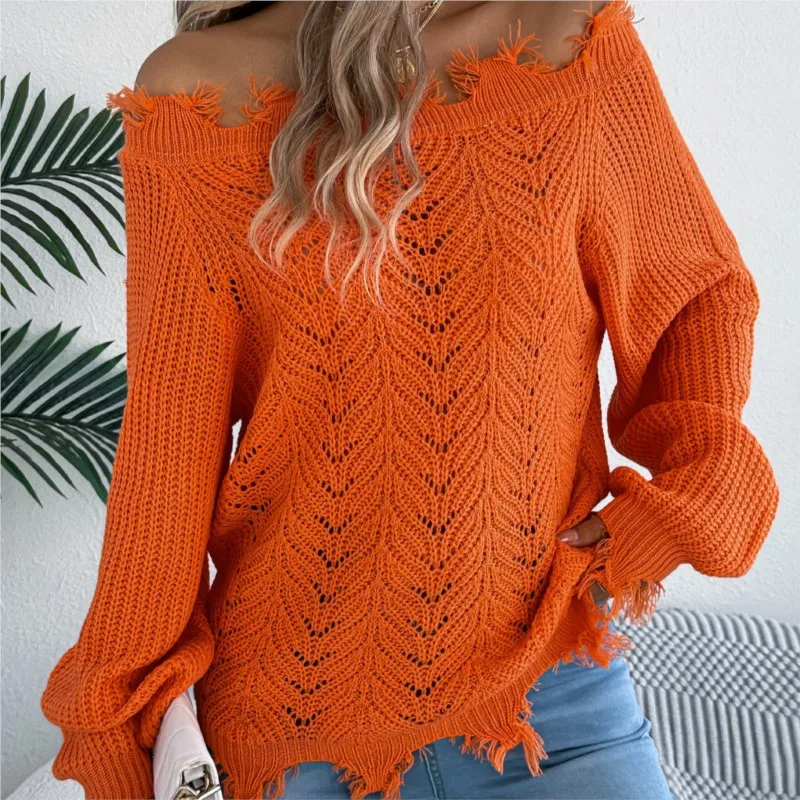 Autumn Winter Female Fashion Sexy Sweater 2025 Casual Solid Color Hollow Off-shoulder Knitted Sweater
Autumn Winter Female Fashion Sexy Sweater 2025 Casual Solid Color Hollow Off-shoulder Knitted Sweater